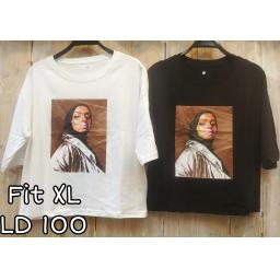 BR22541 - GIRL LENGAN 3/4 TSHIRT TUMBLR TEE SIZE XL - Putih