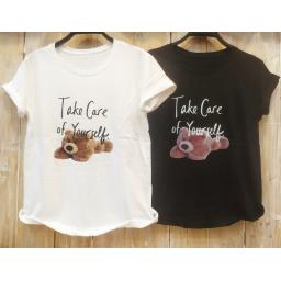 BR22605 - TAKE CARE OF YOURSELF BEAR TSHIRT TUMBLR TEE - Putih