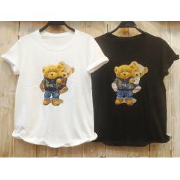 BR22606 - BEAR TSHIRT TUMBLR TEE - Putih