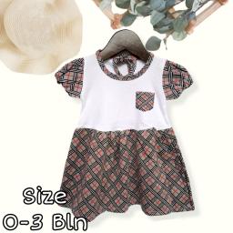 BR22626 - DRESS BAYI MOTIF KOTAK-KOTAK ABU