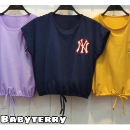 BR22669-1 - KAOS CROP TEE SERUT NEW YORK (BABYTERRY) - Lilac