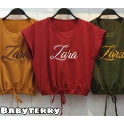 BR22676-1 - KAOS CROP TEE SERUT ZAR (BABYTERRY) - Kunyit