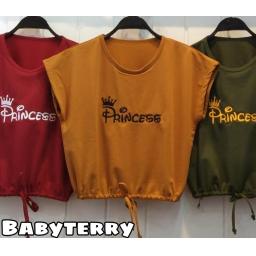 BR22680-1 - KAOS CROP TEE SERUT PRINCESS (BABYTERRY - Maroon