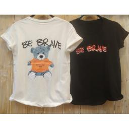 BR22708 - BE BRAVE BEAR TSHIRT TUMBLR TEE - Putih