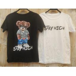 BR22710 - STAY HIGH BEAR TSHIRT TUMBLR TEE - Hitam