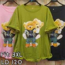 BR22731 - BEAR TSHIRT TUMBLR TEE SIZE 3XL - Hijau Olive