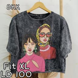 BR22743 - GIRL LENGAN 3/4 IMPORT TSHIRT TUMBLR TEE HITAM SIZE XL