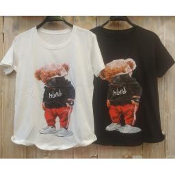 BR22750 - BEAR HELLO TSHIRT TUMBLR TEE - Putih
