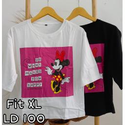 BR22765 - MINNIE MOUSE LENGAN 3/4 TSHIRT TUMBLR TEE SIZE XL - Putih