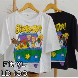 BR22772 - SCOOBYDOO LENGAN 3/4 TSHIRT TUMBLR TEE SIZE XL - Putih