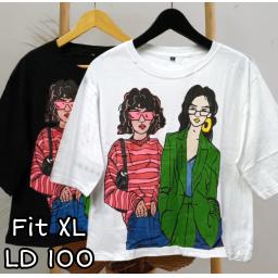 BR22773 - GIRL LENGAN 3/4 TSHIRT TUMBLR TEE SIZE XL - Hitam