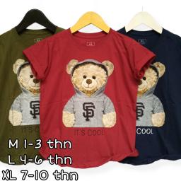 BR22789 - BEAR ITS COOL KAOS ANAK TSHIRT TUMBLR TEE - Hijau Army M