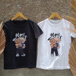 BR22816-1 - BEAR HOME SWEET TSHIRT TUMBLR TEE - Hitam