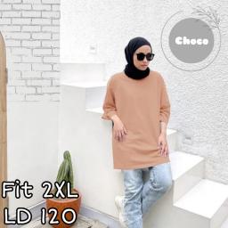 BR22832 - KAOS POLOS CHOCO LENGAN 7/8 TSHIRT TUMBLR TEE SIZE 2XL