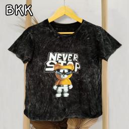 BR22851 - NEVER STOP BEAR IMPORT TSHIRT TUMBLR TEE HITAM SIZE M