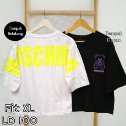 BR22864 - MOSCHIN LENGAN 3/4 TSHIRT TUMBLR TEE SIZE XL - Putih