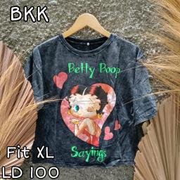 BR22874 - BETTY SAYINGS LENGAN 3/4 IMPORT TSHIRT TUMBLR TEE HITAM SIZE XL