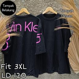 BR22894 - CALVIN HITAM TSHIRT TUMBLR TEE LENGAN 7/8 SIZE 3XL