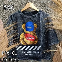 BR22942 - BEAR COOL LENGAN 3/4 IMPORT TSHIRT TUMBLR TEE HITAM SIZE XL