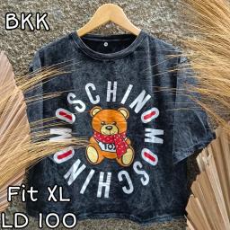 BR22944 - MOSCHI LENGAN 3/4 IMPORT TSHIRT TUMBLR TEE HITAM SIZE XL