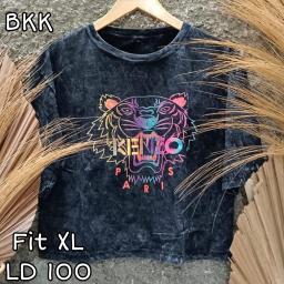 BR22970 - KENZ LENGAN 3/4 IMPORT BKK TSHIRT TUMBLR TEE HITAM SIZE XL