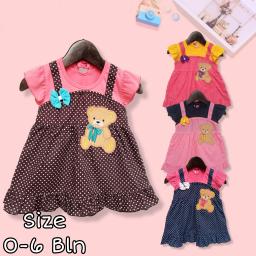 BR22989-1 - DRESS BAYI PEREMPUAN BEAR PDM - Coklat