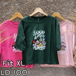 BR22991 - GOOD TIMES LENGAN 3/4 TSHIRT TUMBLR TEE SIZE XL - Hijau Tua