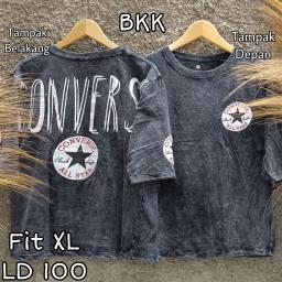 BR23008 - CONVER LENGAN 7/8 IMPORT BKK TSHIRT TUMBLR TEE HITAM SIZE XL