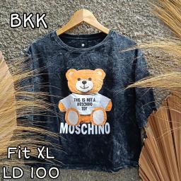 BR23011 - MOSCHI LENGAN 3/4 IMPORT BKK TSHIRT TUMBLR TEE HITAM SIZE XL