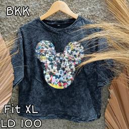 BR23014 - MICKEY LENGAN 3/4 IMPORT BKK TSHIRT TUMBLR TEE HITAM SIZE XL