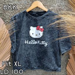 BR23015 - KITTY LENGAN 3/4 IMPORT BKK TSHIRT TUMBLR TEE HITAM SIZE XL