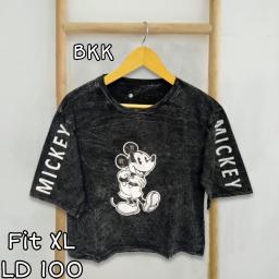 BR23016 - MICKEY LENGAN 3/4 IMPORT BKK TSHIRT TUMBLR TEE HITAM SIZE XL