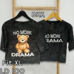 BR23018 - NO MORE DRAMA LENGAN 3/4 IMPORT BKK TSHIRT TUMBLR TEE HITAM SIZE XL