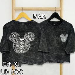 BR23019 - MICKEY LENGAN 3/4 IMPORT BKK TSHIRT TUMBLR TEE HITAM SIZE XL