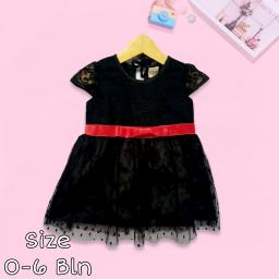 BR23140 - DRESS BAYI PEREMPUAN BROKAT HITAM - Size L