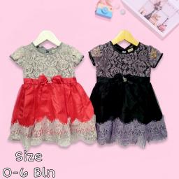 BR23142 - DRESS BAYI PEREMPUAN BROKAT - Size M Merah