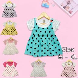 BR23144 - DRESS BAYI PEREMPUAN MOTIF POLKADOT - Size M Kuning