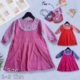 BR23185 - DRESS ANAK PEREMPUAN LENGAN PANJANG PDM - Pink BR23185 - DRESS ANAK PEREMPUAN LENGAN PANJANG PDM - Pink