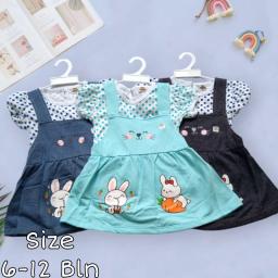 BR23217 - OVERALL BAYI PEREMPUAN BUNNY PDM - Biru Muda