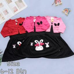 BR23220-1 - DRESS BAYI ROMPI BUNNY PDM - Merah - Merah