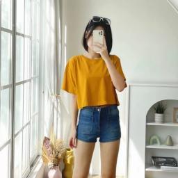 BR23324 - KAOS CROP TEE POLOS KUNYIT
