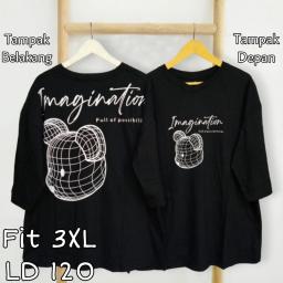 BR23353 - MICKEY TSHIRT TUMBLR TEE HITAM LENGAN 7/8 SIZE 3XL