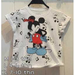 BR23391-3 - MICKEY PUTIH KAOS ANAK TSHIRT TUMBLR TEE - Size XL