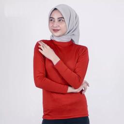 BR23395 - KAOS POLOS MERAH LENGAN PANJANG TURTLE NECK