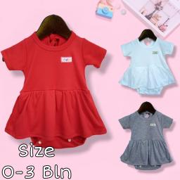 BR23406 - DRESS BAYI POLOS LENGAN PENDEK PD 001 - Merah
