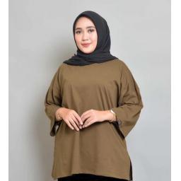 BR23523 - KAOS POLOS BRONZE LENGAN 7/8 TSHIRT TUMBLR TEE SIZE 2XL