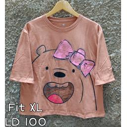 BR23527 - BARE BEAR LENGAN 3/4 TSHIRT TUMBLR TEE CHOCO SIZE XL