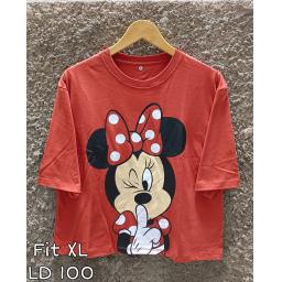 BR23528 - MINNIE LENGAN 3/4 TSHIRT TUMBLR TEE BRICK RED SIZE XL