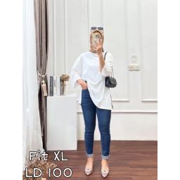 BR23566 - KAOS POLOS PUTIH LENGAN 7/8 TSHIRT TUMBLR TEE SIZE XL