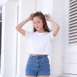 BR23568 - KAOS CROP TEE POLOS PUTIH SIZE M